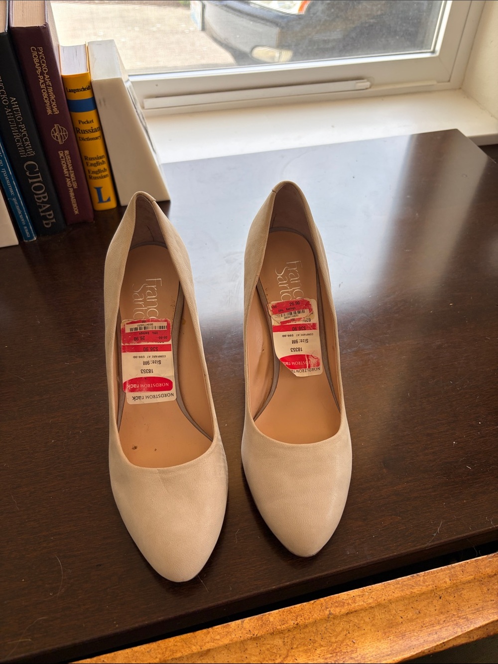 Franco Sarto Beige Round-Toe Pumps